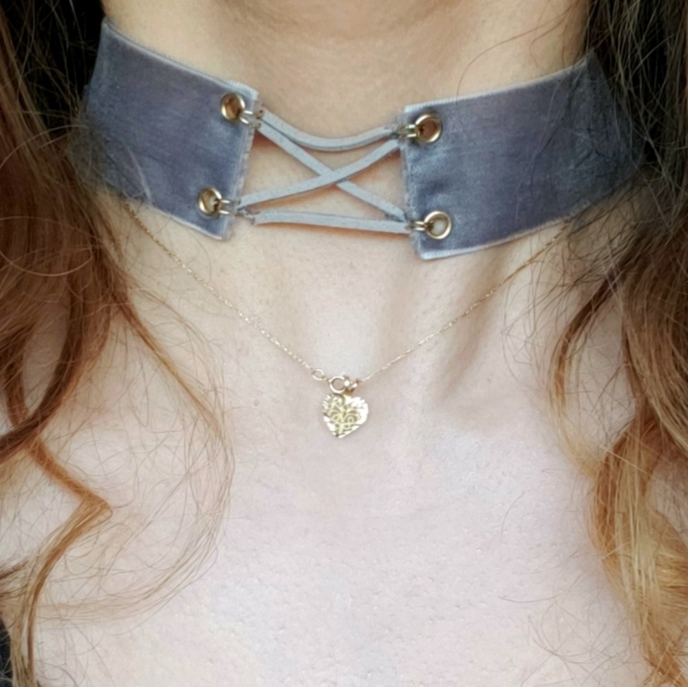 Lavender Velvet Criss Cross Choker / Collar
